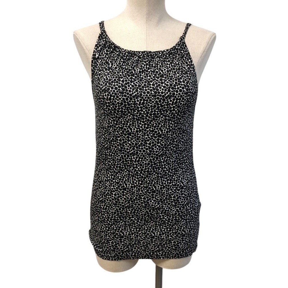 BOSS Hugo Boss Tank Top Womens S Small Black White Polka Dot High Neck Viscose